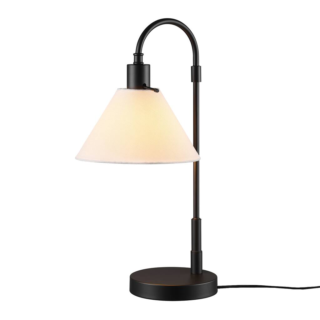 20" Matte Black Table Lamp with White Fabric Shade - 9"
