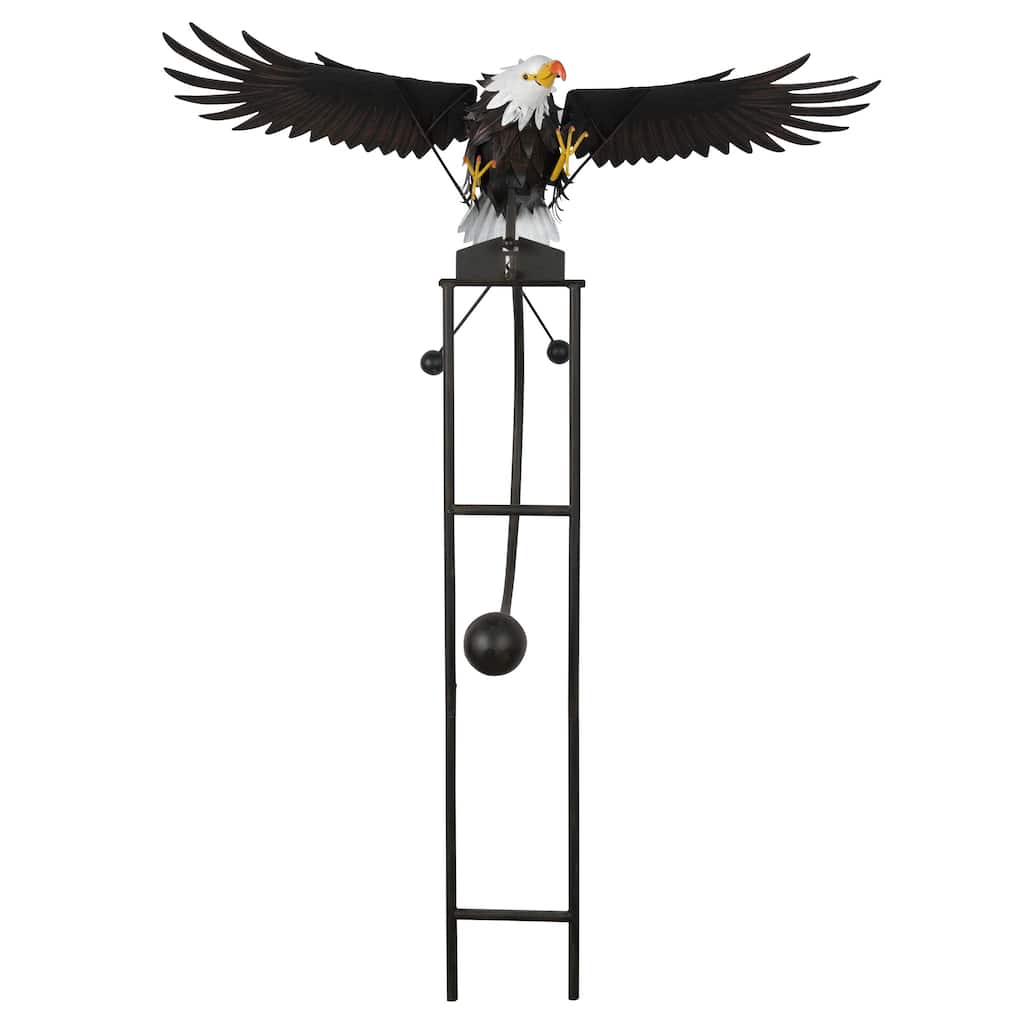 Alpine Corporation NCY406 Metal Rocking Eagle Stake, Patriotic Decor for Garden, Patio, & Lawn, 56"H, Multicolor