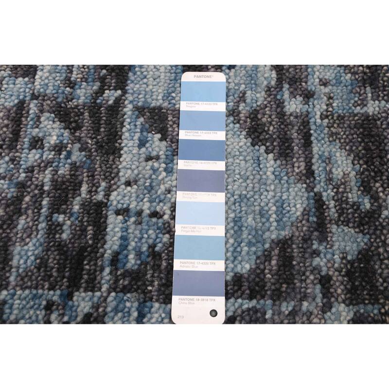 ECARPETGALLERY Hand-knotted Opulence Light Blue Wool Rug - 2'4 x 8'3