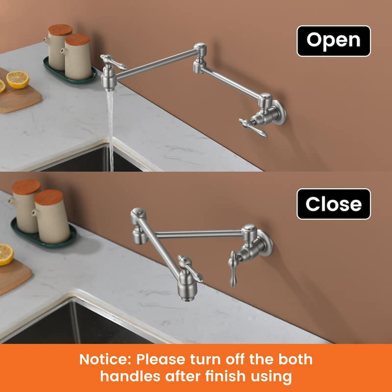 Pot Filler Faucet Commercial Wall Mount Kitchen Sink Faucet Modern Folding Stretchable Double Joint With Single Hole Two Handles