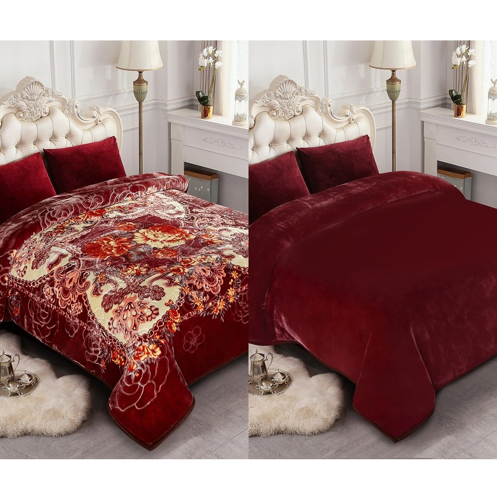 Luxury Heavy Thick Plush Blanket 2 Ply A&B Disign For Winter 79"x91" 9 lbs