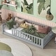 preview thumbnail 70 of 84, Montessori Twin Size Toddler Floor Bed with Fence without Door, Open-row Design Wood Frame Platform Bed with Safety Guardrails Grey - Twin