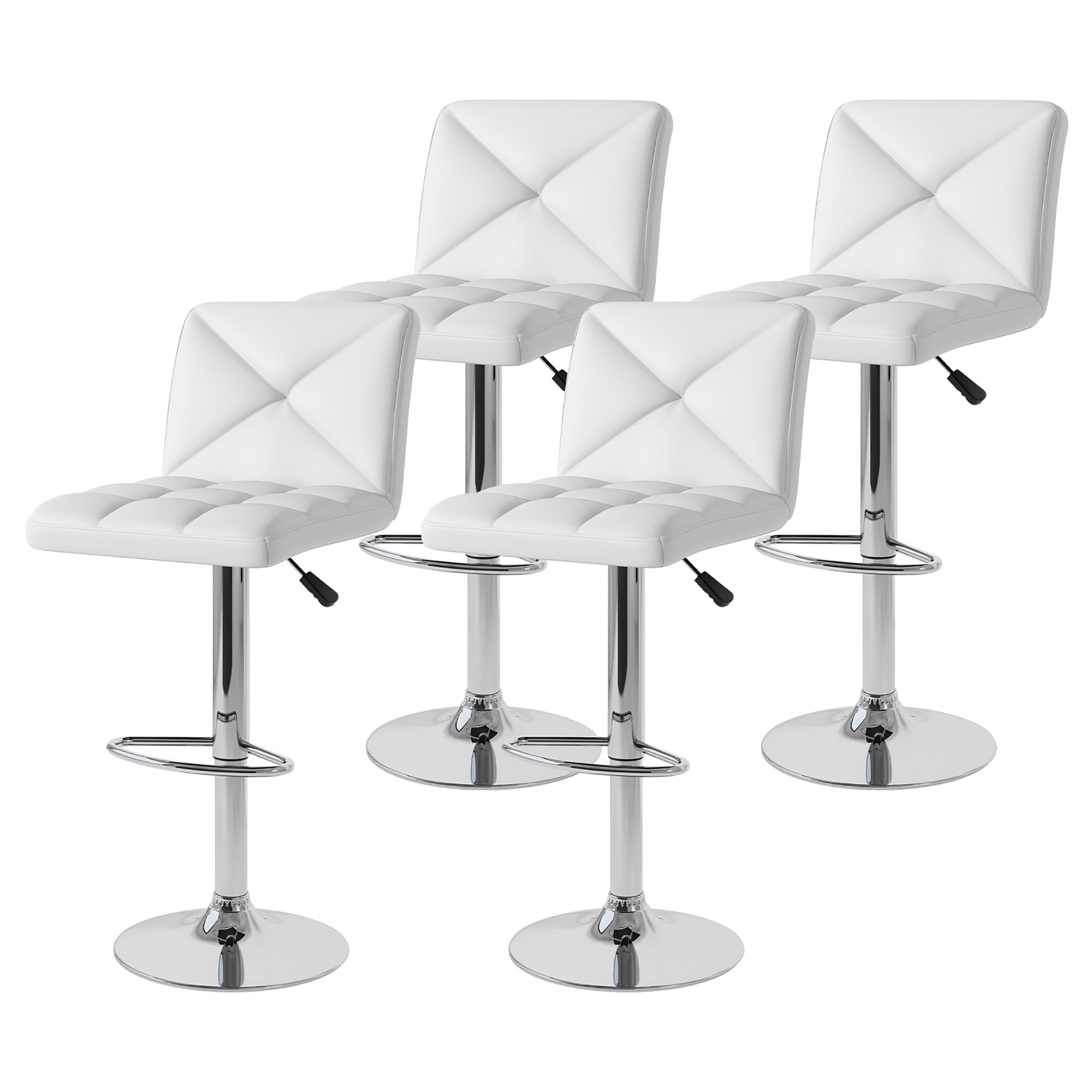 Gymax 4 PCS Bar Stools PU Leather Swivel Bar Chairs Height Adjustable