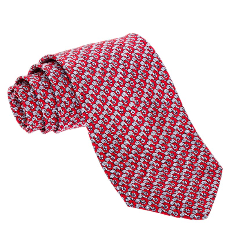 Ferragamo Elephant Print Silk Tie - Red