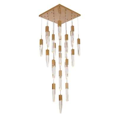 27.5" Gold Metal Chandelier With Clear Crystals