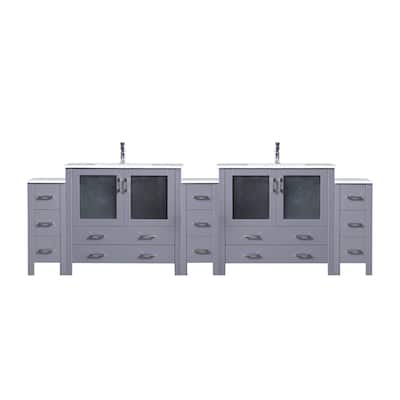 Volez Bath Vanity with Side Cabinets, Ceramic Top & Sink