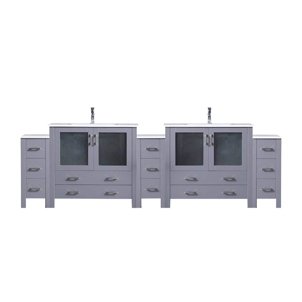Volez Bath Vanity with Side Cabinets, Ceramic Top & Sink
