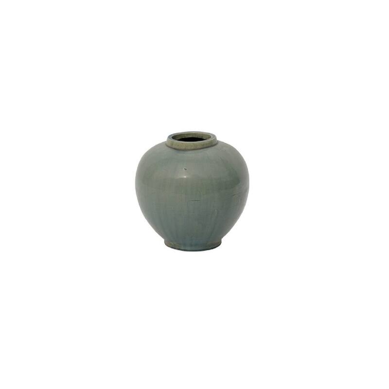 Artissance Small Ceramic Apple Shaped Pot, 9 Inch Tall, Vintage Green (Size & Finish Vary)
