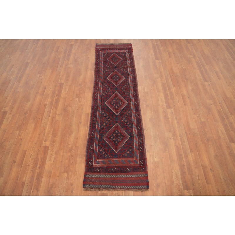 Hand Knotted Oriental 100% Wool Carpet Traditional Tribal Red Balouch Runner Rug - 8' 0'' X 2' 1''