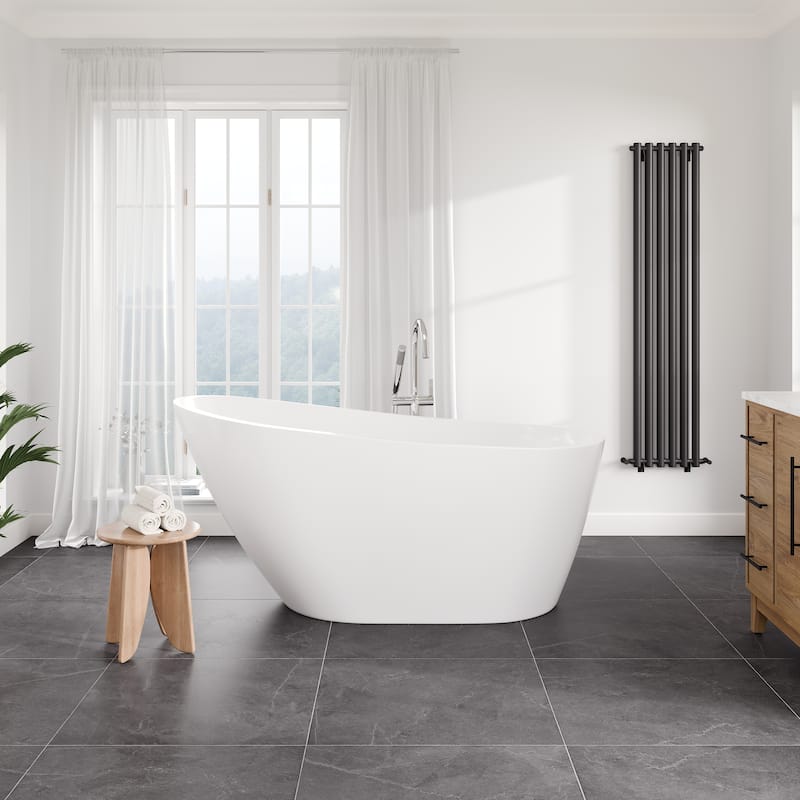 Eviva Luna White Acrylic Slipper Freestanding Bathtub - 55"