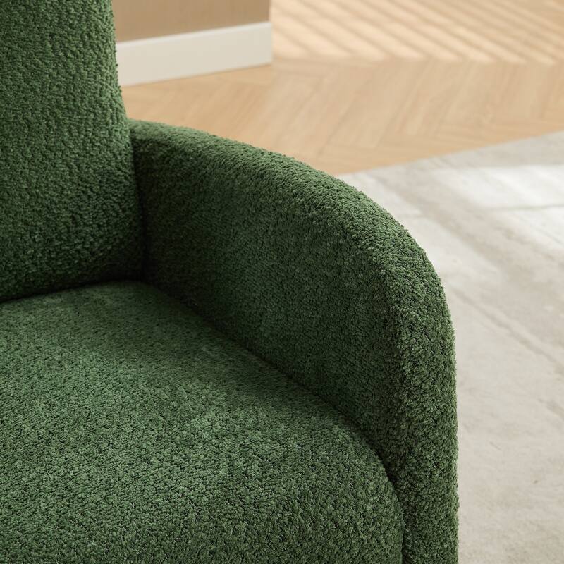 25.4"W Rocking Chair, High Back Glider Chair with Retractable Footrest, Side Pocket, Accent Armchair with Rubber Wood Legs