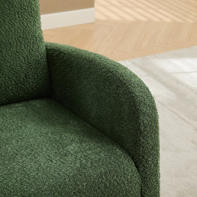 GDFStudio - Amelia Boucle Upholstered Rocking Chair with Retractable Footrest and Wingback Design - 25.4"W