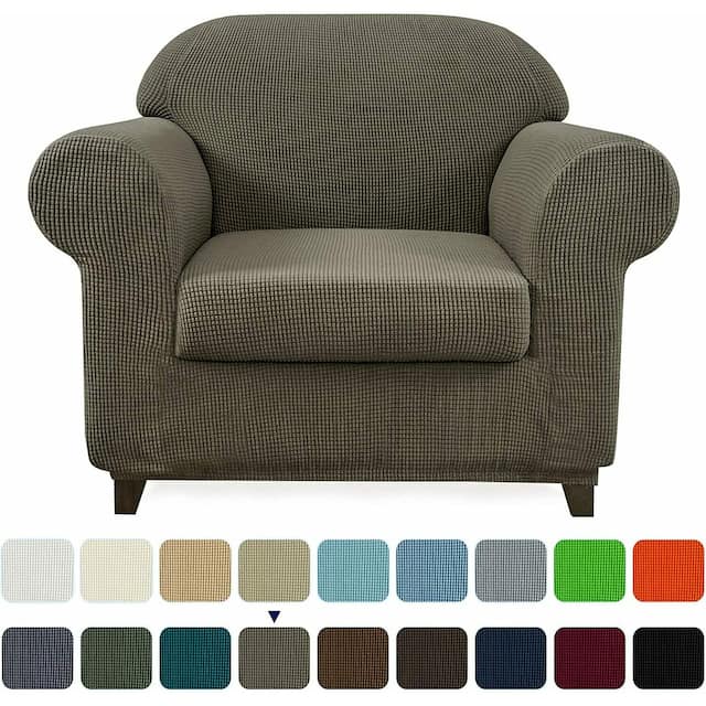 Subrtex Stretch Armchair Slipcover 2 Piece Spandex Furniture Protector - Olive Olive