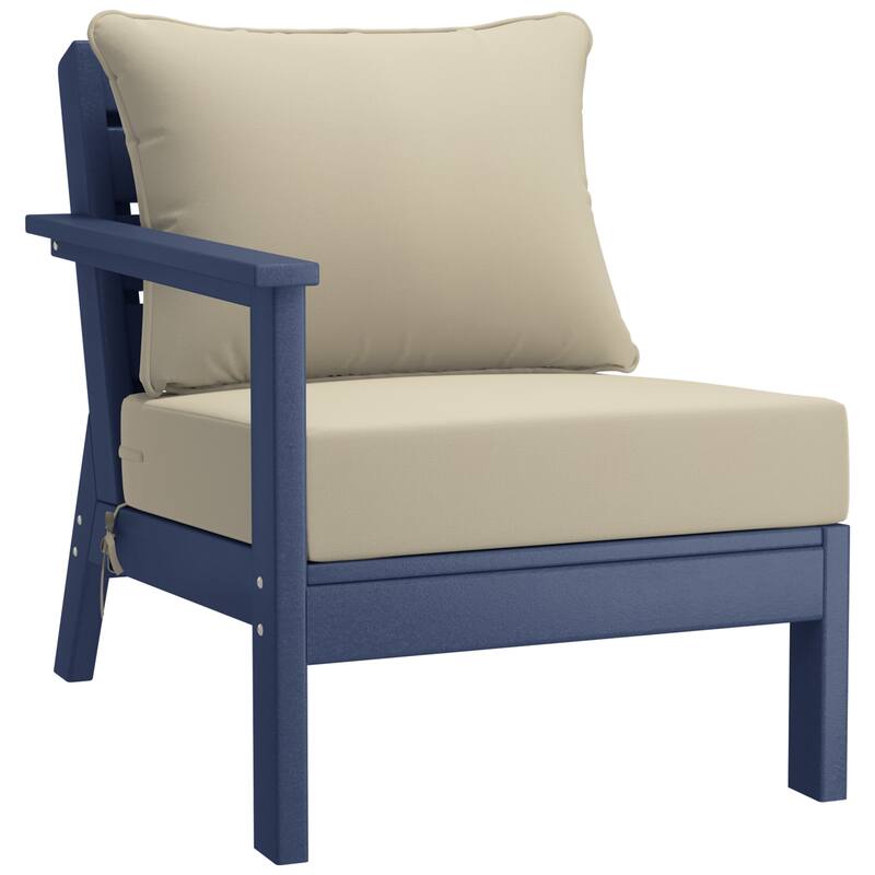 Birchwood All Weather HDPE Outdoor Patio Navy Blue Deep Seating Conversation Set (6-Piece Set)