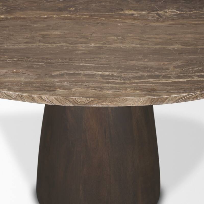Allyson Round Genuine Marble Pedestal Dining Table