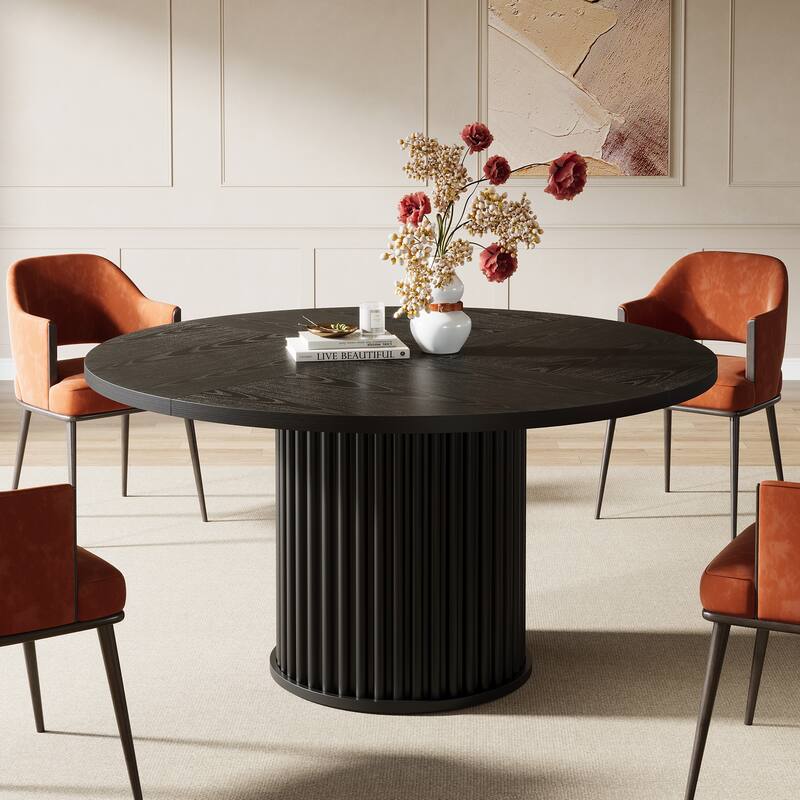 47 Inch Round Dining Table for 4-6 People - 47.24" W x 47.24" D x 29.92" H