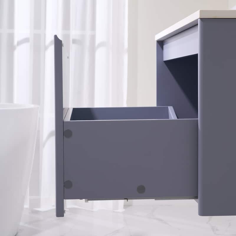 20'' H Modern Wall-Mount Bathroom Vanity With White Quartz Top and Single Sink