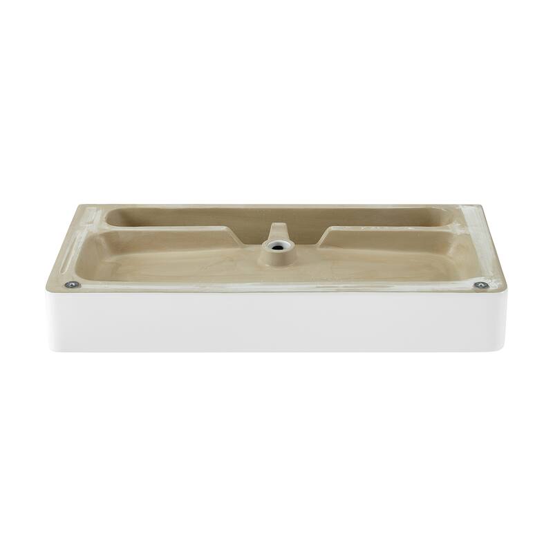 Carre 36" Console Sink White Basin Chrome Legs With 8" Widespread Holes - 35" x 16" x 34.7"