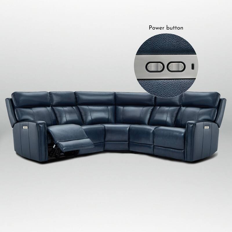 104" W 3-Color Genuine Leather Power Reclining sectional sofa With Zero Gravity, USB&USB-C Ports, 2 Stationary Armlesschairs
