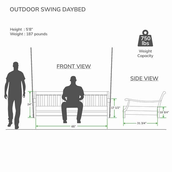dimension image slide 0 of 2, Cambridge Casual Como Mahogany Outdoor Swing Daybed with Cushion
