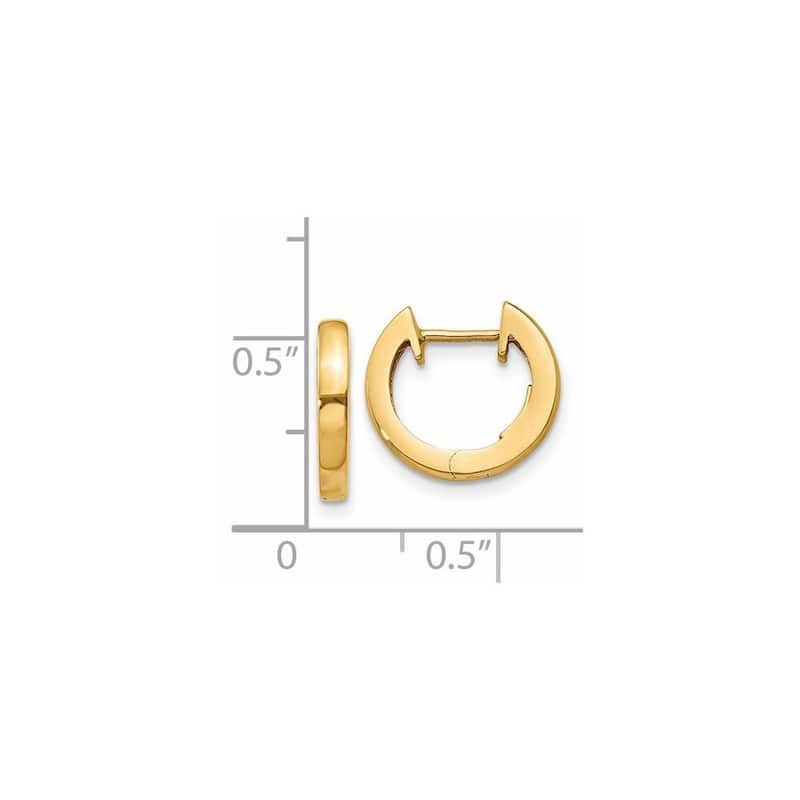 Curata 14k Yellow Gold 2x9mm Polished Hinged Hoop Earrings