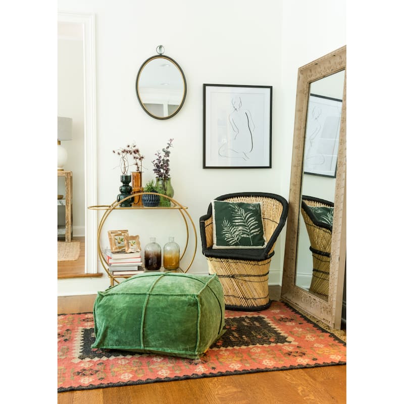 Square Cotton Velvet Pouf Seat