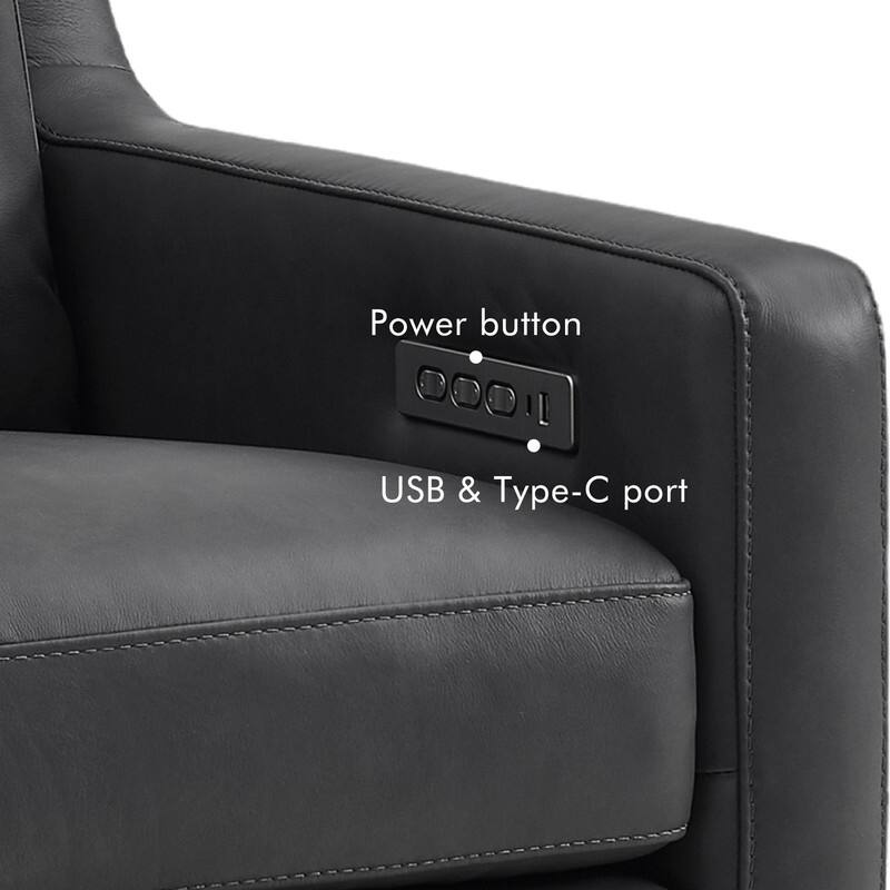 Genuine Leather Recliner Sofa 33" Triple-Motor Power Zero-Wall Reclining Couch with USB&USB-C Port