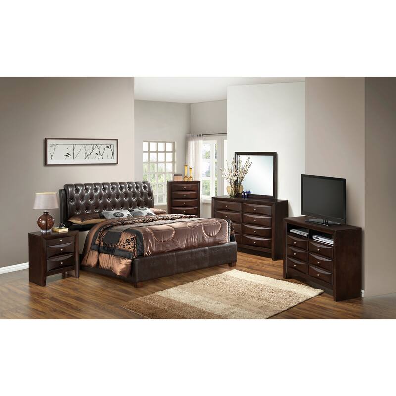 Dark Brown Full Bed Frame with Contemporary Design - Dark Brown