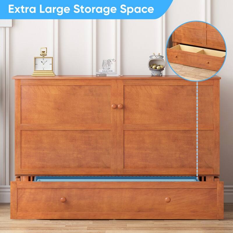 Mixoy Queen Murphy Bed Chest with Charging Station and Storage Drawer,No Mattress