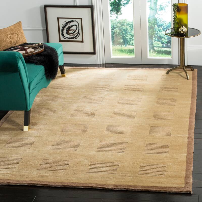 SAFAVIEH Couture Hand-knotted Tibetan Panagoula Modern Wool Rug - 6' x 9' - Camel/Brown