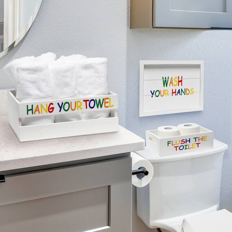 Elegant Designs Three Piece Decorative Wood Bathroom Set