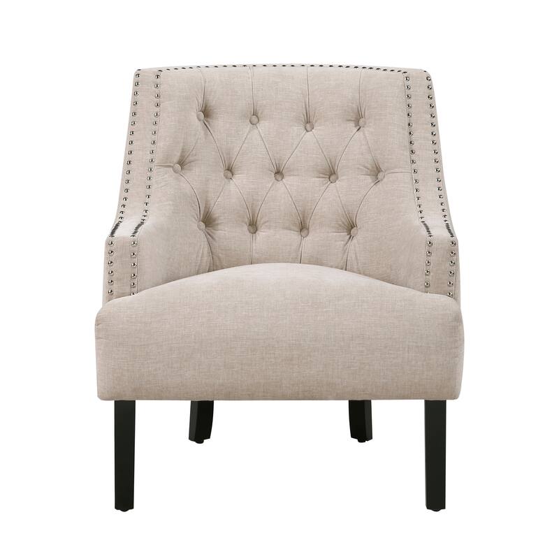 Modern Traditional Chenille Accent Chair with Elegant Nailhead Trim