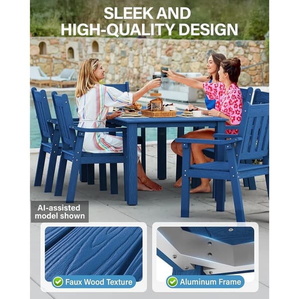 all weather patio furniture with umbrella Alpha Joy 15ft Extra Large Outdoor Double-Sided So Sophia & William density polyethylene (HDPE) Pirecart 7 pcs Outdoor Furniture,