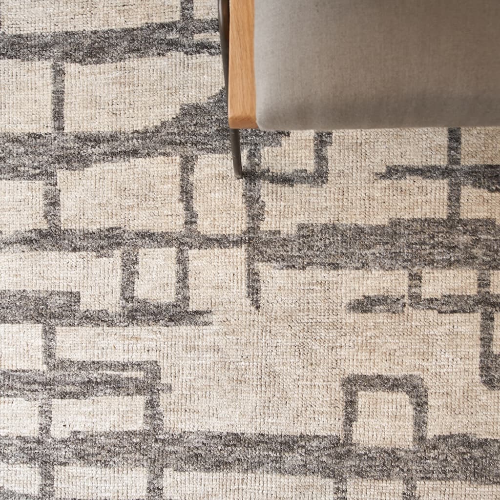 EXQUISITE RUGS Aldridge Hand-knotted Wool/Bamboo Silk Silver/Grey Area Rug.