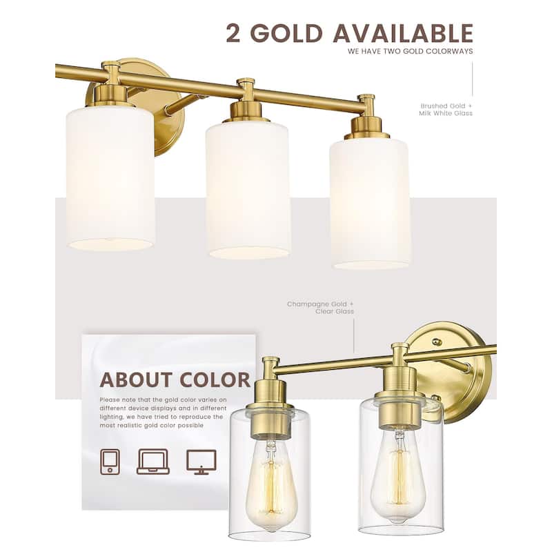 2/3/4/5-Light Bathroom Vanity Light with Clear Glass Shade