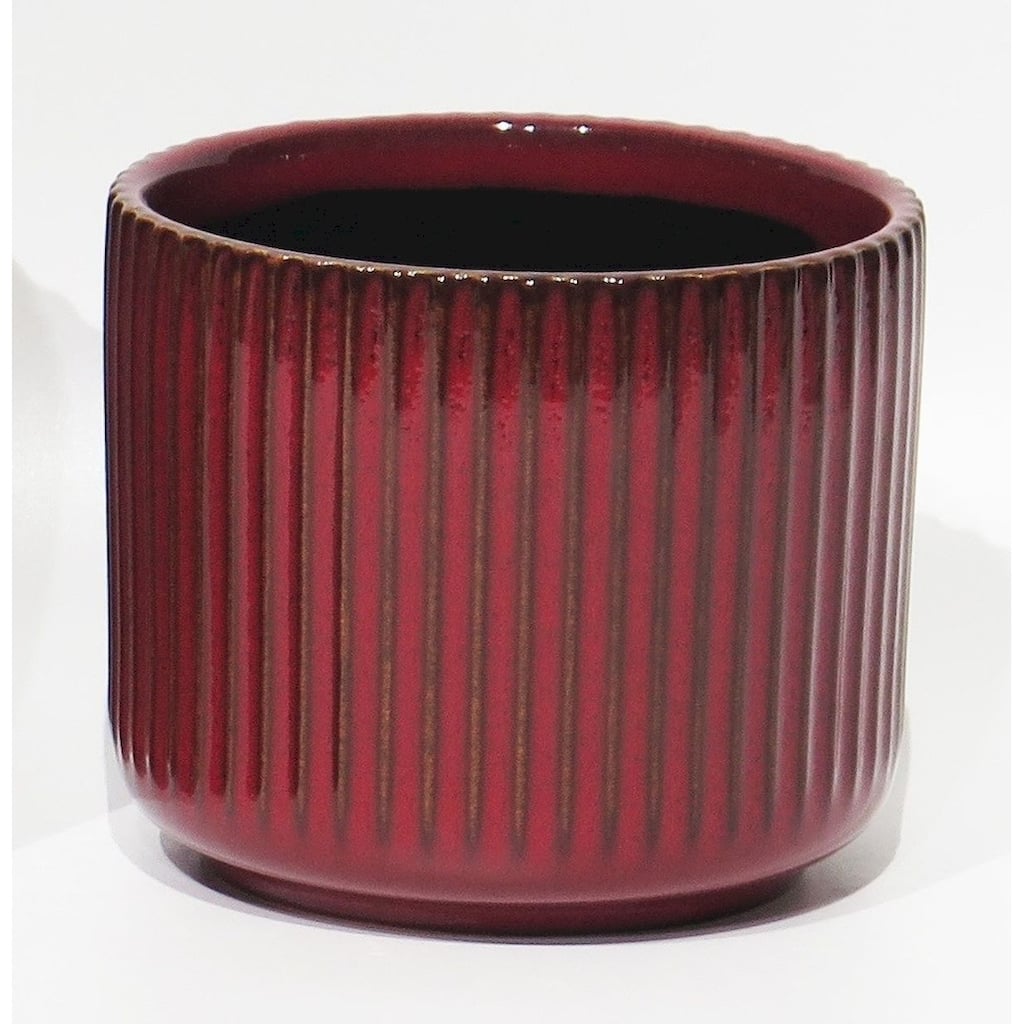Red Striped Ceramic Planter