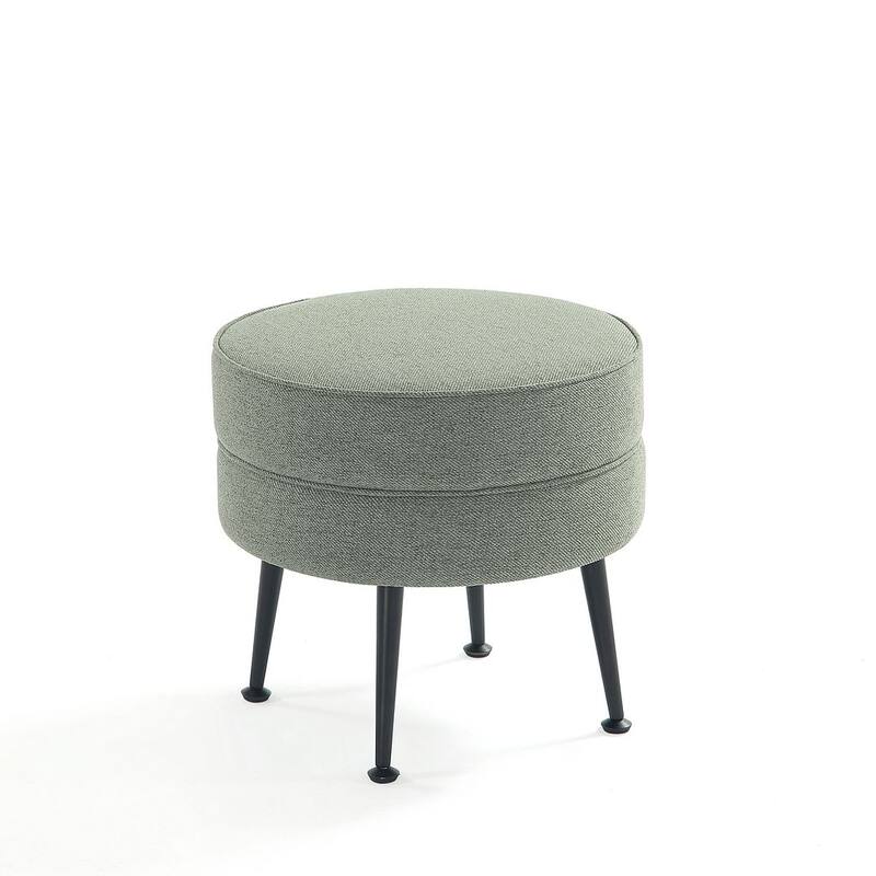 Manhattan Comfort Bailey Mid Century Modern Woven Upholstered Round Ottoman