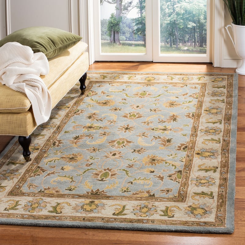 SAFAVIEH Handmade Heritage Turtoise Traditional Oriental Wool Rug - 4' x 6' - Light Blue/Beige