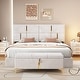 preview thumbnail 16 of 30, Queen Size Bed Grounding Platform Bed with Hydraulic Storage Upholstered Low Profile Bed Wingback Bed with Metal Legs Beige Velvet with Ottoman - Queen