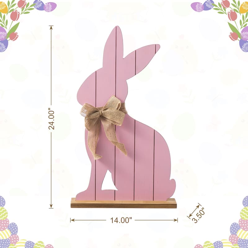Glitzhome Easter Wooden Bunny Porch Decor Standing Rabbit Sign Decoration