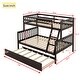 preview thumbnail 3 of 16, Twin Over Full Rubber Wood Bunk Bed with Trundle,Convertible Ladder and Guardrail