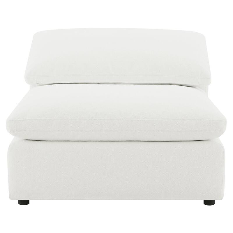 Allias Modular Armless Chair, White Boucle Fabric, Plush Foam Cushions
