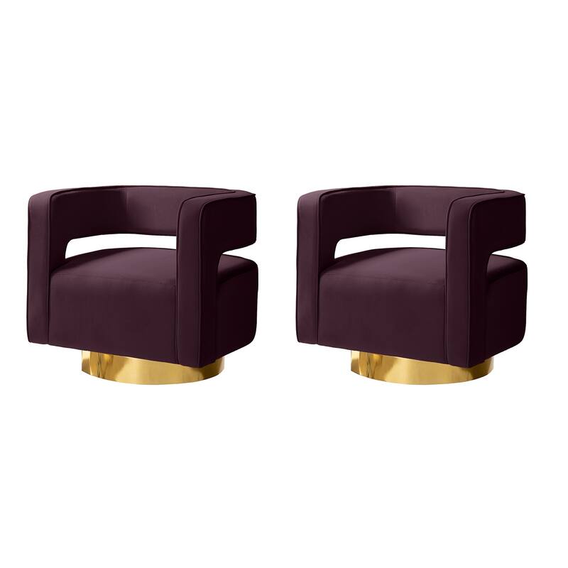 Carisa Modern Upholstered Swivel Open-Back Barrel Chair with Golden Base by HULALA HOME