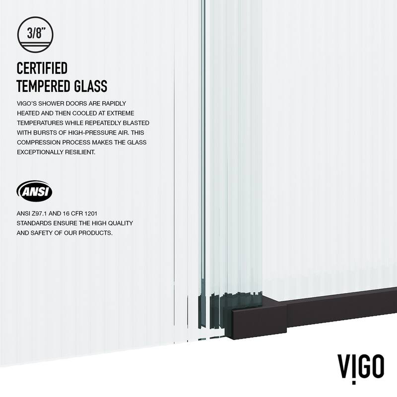 VIGO Elan 68" to 72" W x 74" H Frameless Sliding Shower Door