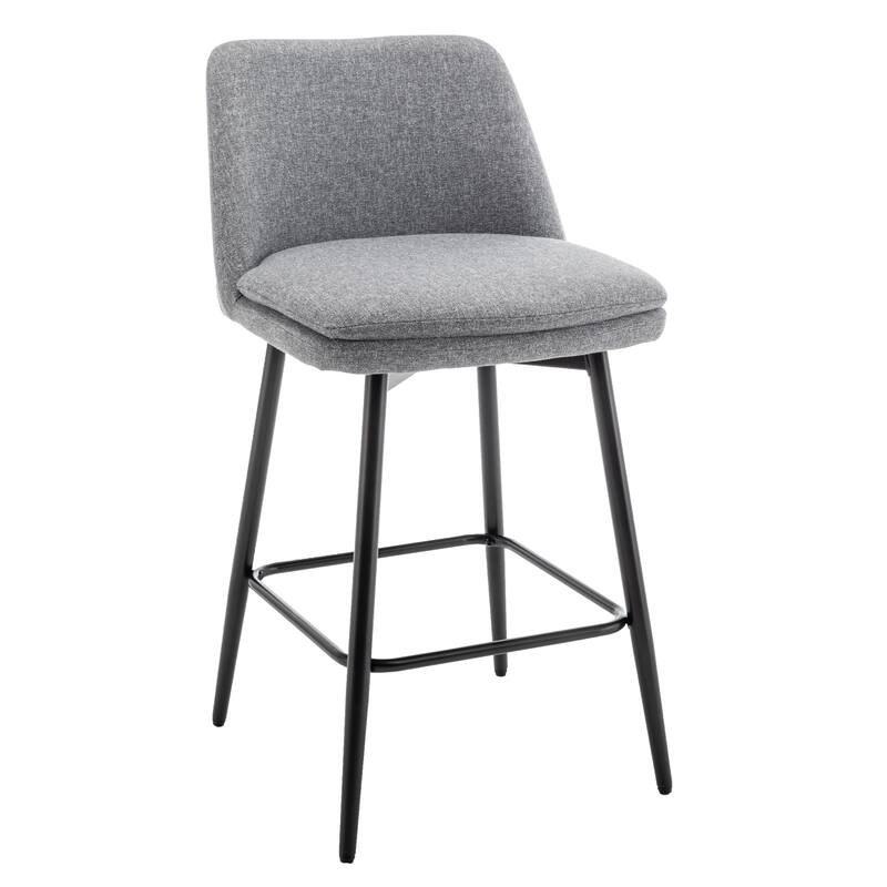 Counter Height Swivel Bar Stools Set of 2, 360°Swivel Upholstered Barstools with Back and Metal Legs, 25.6" Seat Height