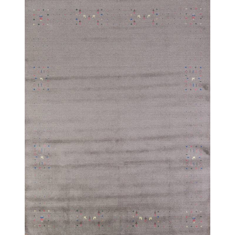 Hand Knotted Oriental 100% Wool Carpet Tribal Tribal Greys & Charcoal Gabbeh Area Rug - 10' 0'' X 8' 1''