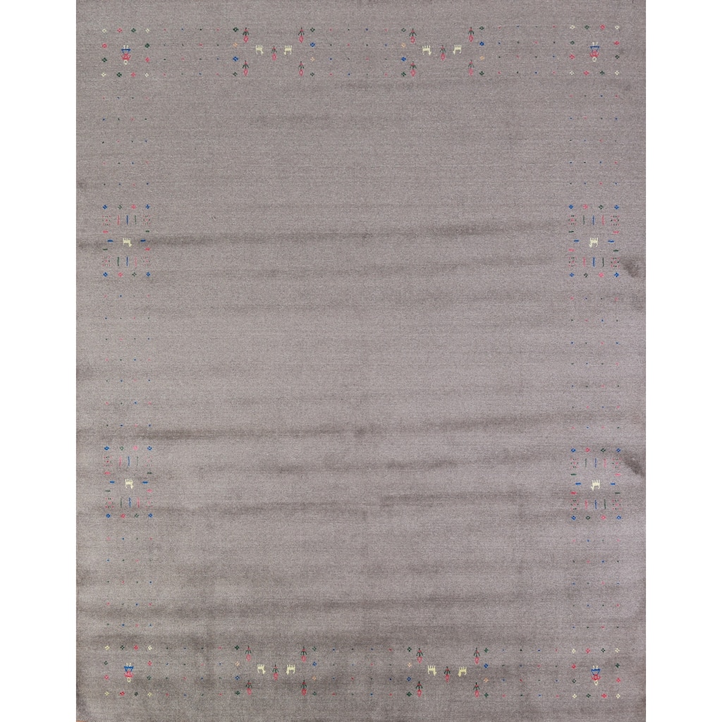 Hand Knotted Oriental 100% Wool Carpet Tribal Tribal Greys & Charcoal Gabbeh Area Rug - 10' 0'' X 8' 1''