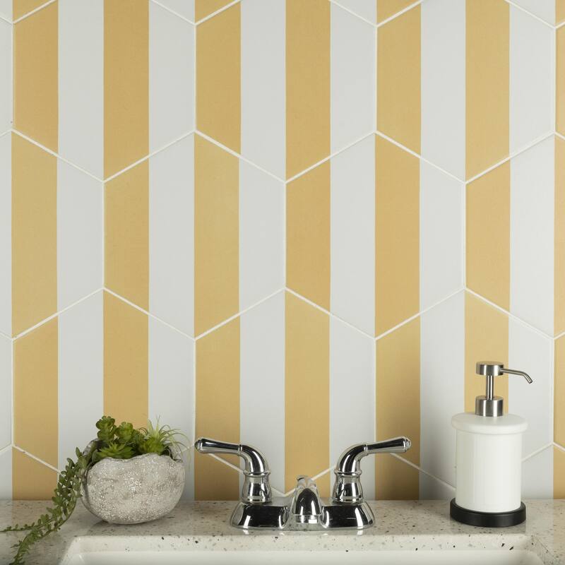 Merola Tile Porto Capri Hex Dandelion 8-5/8" x 9-7/8" Porcelain Floor and Wall Tile