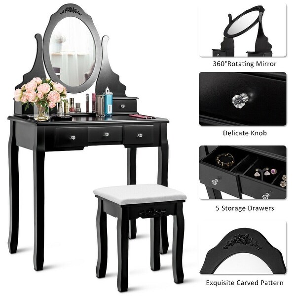 Vanities Makeup Tables Home Garden Black Vanity Makeup Dressing Table Set Stool 5 Drawer Mirror Jewelry Wood Desk Topografiapv Cl There are 521 vanity desk mirror for sale on etsy, and they cost $228.59 on average. topografiapv