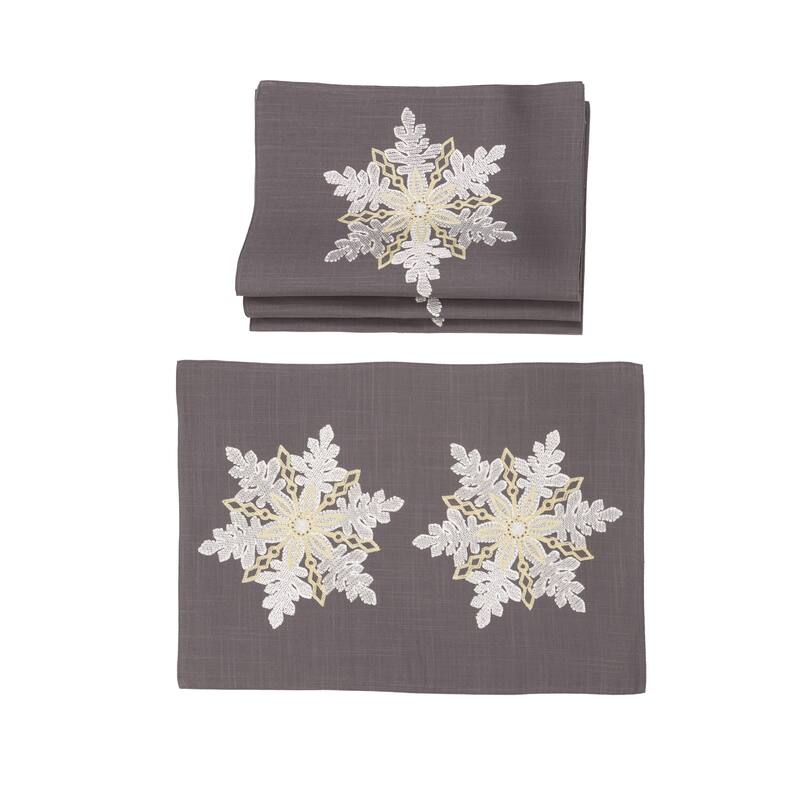 Winter Snowflake Embroidered Placemat - 14 x 20"
